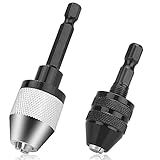 Fixinus 2 Pieces Keyless Drill Chuck - 1/4 Inch Hex Shank Drill Bit Adapter, Fast Change Converter Extension Screwdriver Drill Adapter for Impact Drill Tool (0.3-6.5mm, 0.3-3.6mm)