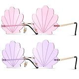 IMIKEYA 2Pcs Seashell Sunglasses for Women: Rimless Stylish Shell Glasses, 2 Colors Lightweight Party Fancy Eyewear for Summer Beach Party Photo Prop
