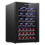 EUHOMY 45 Bottle Wine Cooler Refrigerator, Wine Fridge with Glass Door for Red, White and Champagne, Mini Fridge with Adjust Temperature for Home Kitchen Bar 4.5 Cu.ft, Black