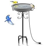 Daoeny 100W Heated Bird Baths for Outdoors, Winter Heated Birdbath, Grey
