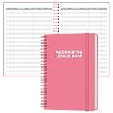 Accounting Ledger Book - A5 Ledger Book for Bookkeeping, Small Businesses & Personal Use, Expense Tracker Notebook for Tracking Money, Expenses, Deposits & Balance, 5.8" x 8.4", Pink