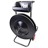 IDL Packaging CA-543 Heavy Duty Strapping Cart/Dispenser for Polyester (PET) Strapping Coils with 16" x 6" or 16" x 3" Core Size — Improved Brake System — Built-in Tray for Tools and Seals