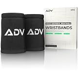 ADV Tennis & Pickleball Wristbands, Slim & Absorbent (Black, S, 2-Pack)