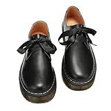 ilatyia Women Lace-up Platform Chunky Loafers Classic Lug Sole Oxford Shoes Business Work Office Dress Shoes Black,9 US