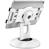 AboveTEK Retail Kiosk iPad Stand, 360° Rotating Commercial POS Tablet Stand, Fits 6"-13" (Screens) iPad mini Pro-Business Swivel Tablet Holder, for Store Office Reception Kitchen Desktop (White)