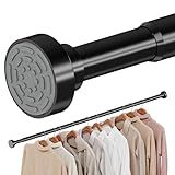 Supforce No Drilling Closet Rods for Hanging Clothes, Non Slip Tension Rod with Heavy Duty Clothes Hanging Rod, 17-69 Inches Adjustable Spring Closet Rod for Closet Wardrobe Bathroom Laundry RV, Black