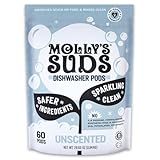 Molly's Suds Dishwasher Pods | Clean Dishwasher Detergent, Cuts Grease & Rinses Clean (Residue-Free) for Sparkling Dishes | 60 Auto-Release Tabs (Unscented)