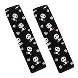 PUYWTIY Cute Cartoon Pandas Seat Belt Shoulder Pad Pack of 2, Soft Comfortable Auto Seatbelt Cushions Pads Covers for Car Backpack Straps