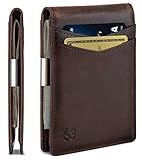 SERMAN BRANDS Money Clip Wallet - Mens Wallets slim Front Pocket RFID Blocking Card Holder Minimalist Mini Bifold (Texas Brown Transformer)