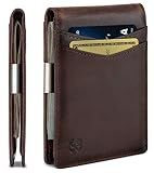 SERMAN BRANDS Money Clip Wallet - Mens Wallets slim Front Pocket RFID Blocking Card Holder Minimalist Mini Bifold (Texas Brown Transformer)