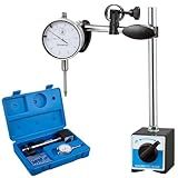 Spurtar Dial Indicator with Magnetic Base 0-1'' Dial Test Indicator 0.001'' Precision Dial Indicator Adjustable Long Arm Magnetic Dial Indicator for Accurate Alignment, Measurement, and Inspection