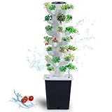 JPWDDWYT Hydroponics Tower Indoor Growing System Vertical Garden Planter Indoor Smart Garden Kit with Pump and Movable Water Tank Vegetable Plant Gift for Gardening Lover (35-Plants)