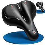 Topcrown Bike Seat, Comfort Wide Bicycle Seat for Men Women, Waterproof Bike Saddle with Dual Shock-Absorbing Balls & Memory Foam Cushion Fit for Mountain, Road, Stationary, Exercise Bike (City)