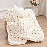 Negwoo Chunky Knit Throw Blanket, Knitted Throw Chenille Yarn, 50"*60"
