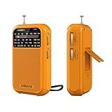 XHDATA D220 Portable Radio AM FM SW Shortwave Receiver Pocket Radios, 2AA Battery Operated Transistor Radio with Excellent Reception for Gift, Family, Elder (Orange)