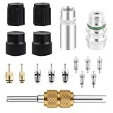 IHOTDER 17PCS AC Valve Core Kit for Car Air Conditioning Repair,R12 to R134a Conversion Kit as Air Conditioning Tools&Equipment,Universal AC Valve Core Removal Tool Car Accessories Fit for Most Cars