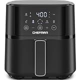 Chefman Air Fryer – 4 QT Compact Airfryer for Quick & Easy Meals in Minutes, Features Hi-Fry Technology for Extra Crisp, Touchscreen Controls with 4 Presets, Nonstick & Dishwasher Safe Basket - Black