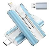 MFI Certified 512GB Flash Drive – Photo Stick and USB Stick Offers Photo/Video Storage, The External Storage is Compatible with iOS, Android, and Pc,1 Pack (Blue)(Available Space: ~484GB)