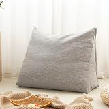 Triangular Comforter Storage Bag/Wedge Pillow Cover Linen Like - Multi-Use Pillow, Cushion & Bedding Insert Cover - Stuff with Clothes, Blankets for Extra Storage (26.7x20.5x10.2 In, Grey)