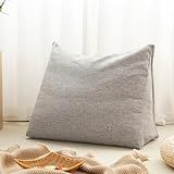 Triangular Comforter Storage Bag/Wedge Pillow Cover Linen Like - Multi-Use Pillow, Cushion & Bedding Insert Cover - Stuff with Clothes, Blankets for Extra Storage (26.7x20.5x10.2 In, Grey)