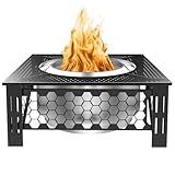 Larrik Surround Tabletop Use for Solo Stove Bonfire Ranger Mesa, Fire Pit Surround Table Square, Accessories for Solo Stove, Indoor Outdoor Use, Thick Metal Black