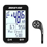 Bikevee GPS Bike Computer Wireless Bicycle Speedometer Odometer 9 Languages Auto Backlight Auto Start Stop IPX7 Waterproof 2.4 Inch LCD with Out Front Mount Supports MPH KMH - Black