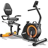 Recumbent Exercise Bike for Home Use, Quiet Recumbent Stationary Bikes for Adults & Seniors, 16-Level Resistance, Adjustable Seat, Supports 400LB, Pulse Sensors & LCD Display (Orange-Black)