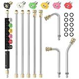 Sealegend 8FT Pressure Washer Extension Wand for Gutter Cleaning, Upgrade Power Washer Accessories with 6 Spray Nozzle Tips, 3 Gutter Cleaner Attachments Curved Rod, 1/4" Quick Connect, 4000 PSI