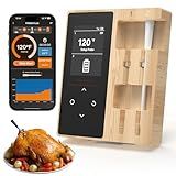 Smart Wireless Meat Thermometer with 2 Color-Coded Probes,Standalone Display Base, Accuracy ±1°F,Digital Bluetooth Thermometer for Cooking, Oven, Smoker, BBQ, Grill Real-Time Monitoring in App