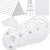 20 Plastic Cake Sticks Support Rods and 12 Clear Cake Stacking Dowels with 4 Cake Separator Board for 4, 6, 8, 10 Inch Cakes and 3 Pieces Cake Scrapers-Plastic Cake Dowel Rods Set