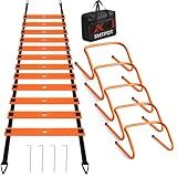 Speed and Agility Training Equipment: 5 Adjustable Agility Hurdles. 20ft Agility Ladder, Soccer Training Equipment Set for Kids Youth Adults