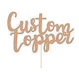 EDSG Custom Cake Topper, Personalized Double Sided Glitter Cake Topper with Any Text Numbers, 11 Colours for Birthday Wedding Anniversary Graduation Baby Shower (Red Gold))