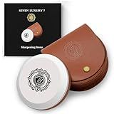 Dual Grit Knife Stone Sharpener, Axes/Hatchets and Garden Tools Sharpening Puck, 180/320 Professional Whetstone & Tool Sharpener with Portable Leather Bag