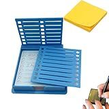 Sticky Note Stencil Template, Sticky Notes Dispenser, Reusable Note Organizer, 3x3 Sticky Pads Dispenser with Stencil, for 3x3 Self-Sticky Note Pads, for Office and Home (Blue)