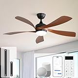 Sofucor 52" Smart Ceiling Fan, Indoor/Outdoor Ceiling Fans with Lights and Remote, Compatible with Alexa/Google/App, 3-Color Light 6-Speed Timing Reversible DC Motor for Bedroom Living Room Patio