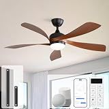 Sofucor 52 Inch Smart Ceiling Fan with Light, 5 ABS Blades, Brown