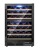 ICEVIVAL 24 Inch Dual Zone Wine Refrigerator, 54 Bottle Under Counter Wine Fridge for Built-in or Freestanding, Wine Cooler with Glass Door, Removable Shelves for Home, Office (Blcak)