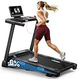 MERACH Treadmill with Incline 6%-15%, 300 LBS Capacity Foldable Running Treadmills for Home, 0.5-7.5MPH Quiet 2.5HP Brushless Double Deck Incline Foldinng Treadmill LED Display with Smart APP
