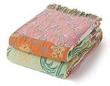 RILIHO 100% Cotton Boho Throw Blanket for Home Decor – Classic Farmhouse Quilt Bedding, Muslin Blankets for Adults, Vintage Woven Decorative Blanket for Couch, Bed Layering Use, Patchwork, 60"x80"
