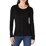 Amazon Essentials Women's Lightweight Crewneck Button-Down Cardigan Sweater (Available in Plus Size), Black, Medium