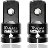 Resze 2PCS Impact Socket Adapter and Reducer Set,3/8"to 1/2" Drive Socket Adapter Set, Square Adapter Breaker Bar Wrench Conversion Kit Mechanic tools