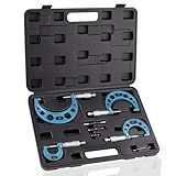 Beaiguna 4PCS Micrometer Set, 0-1"/1-2"/2-3"/3-4" Machinist Outside Micrometer Measuring Tool, Ultra-Precision 0.0001" Graduation Micrometers, Professional Machinist Tools Set