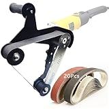 Belt Sander Adapter for Angle Grinder,Pipe Tube Polishing Sanding Attachment, US 5/8-11 Thread,Professional Polishing Tool for Rust Removal,Metal Working,Woodworking (20Pcs Belts).