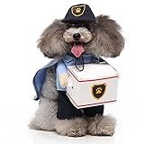 Dog Mail Carrier Costume, Cute Polyester Dog Mailman Costume, Funny Mail Man Dog Costume with Cap for Cats, Small Dogs(M)