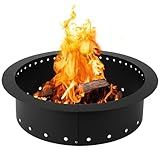Iron Forge Tools Heavy Duty Metal Permanent Smokeless Firepit - 36 inch Outer/30 inch Inner Round Fire Ring Insert Liner - Outdoor Fire Pit Ring (36x30x10) Utility Patent Pending