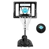 Play Platoon Swimming Pool Basketball Hoop Poolside Above Ground Games for Family - Backboard Adjustable Height 3-4 Feet, Includes PU Leather Basket Ball & Air Pump - Great for Inground Pool Deck