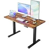 HUANUO Electric Standing Desk, 55 x 24 Inch Height Adjustable Computer Desk with Storage Bag, 4 Height Memory Settings, Sit Stand Up Desk for Home Office, Rustic Brown