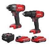 CRAFTSMAN V20 MAX Cordless Drill Driver and Impact Driver Set, Power Tool Set with 2 Batteries and Charger, LED Work Light, 2 Bits, Bag (CMCK200C2)