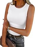 ANRABESS Womens Sleeveless High Neck Tank Tops Fashion Summer Casual Basic Slim Fit Ribbed Racerback Top Shirt Clothes White-L