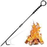 CKLT Fire Poker for Fire Pit Outdoor, 26inch Twisted Rope Design Camping Fireplace Poker, Removable and Portable Fire Pit Accessories, Heavy Duty Solid Steel Fireplace Tool Rust-Resistant Black Finish